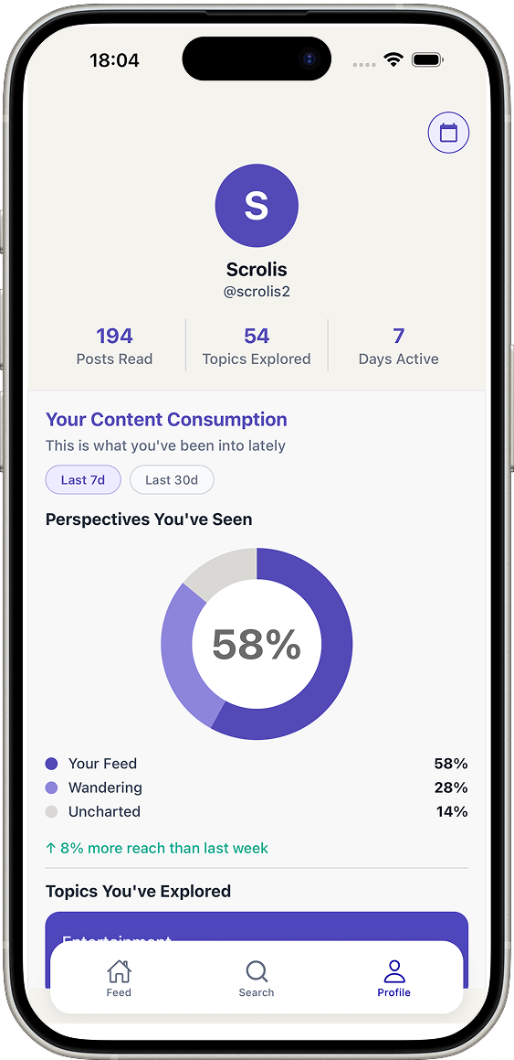Profile screen